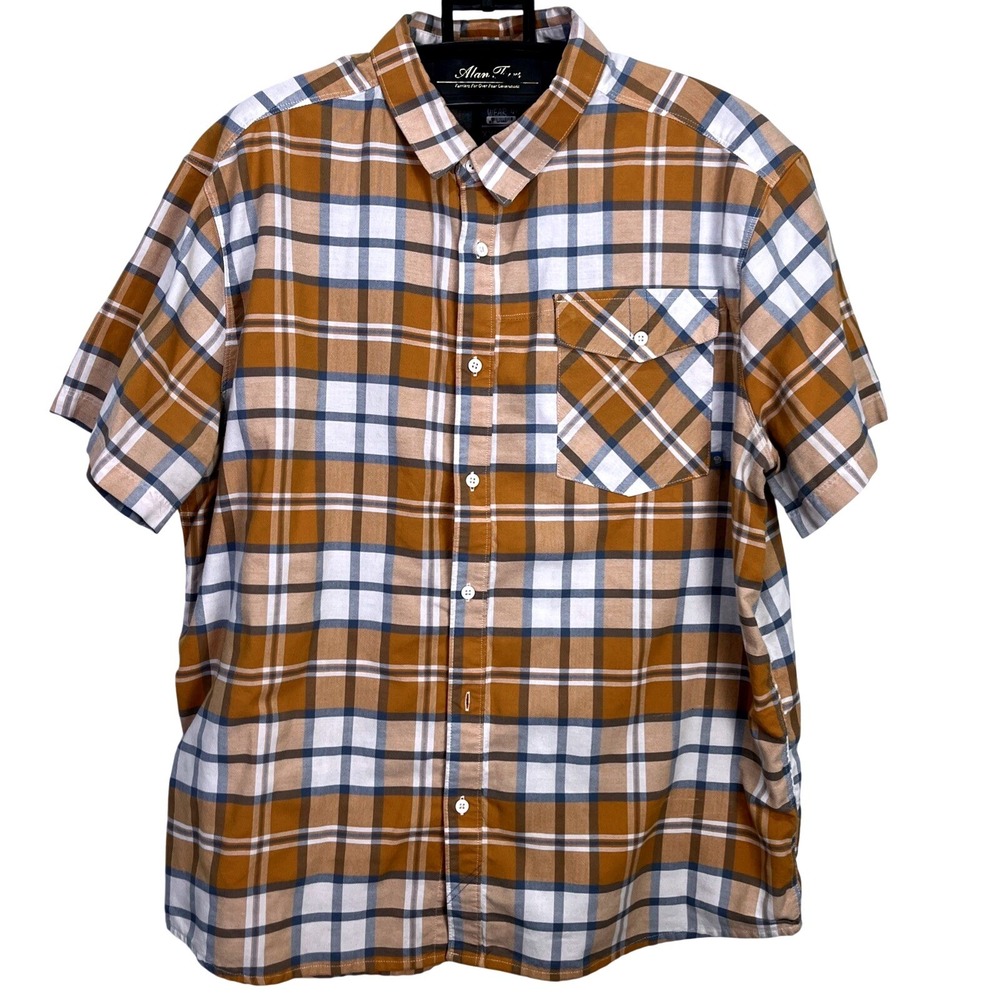 Mountain Hardwear Shirt Womens XXL Ochre Plaid Short Sleeve Button Up Outdoor
